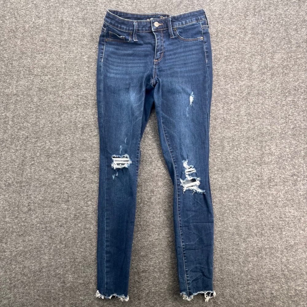Universal Thread Womens Mid Rise Jegging Dark Wash Distressed Ripped Jeans 2/26R